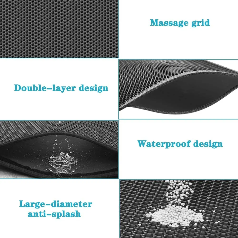 Small Cat Litter Box Mat: Easy Clean Kitty Litter Trapping Mat for Floor, Plastic Cat Box Pad (15 * 24in, grey, 1p)