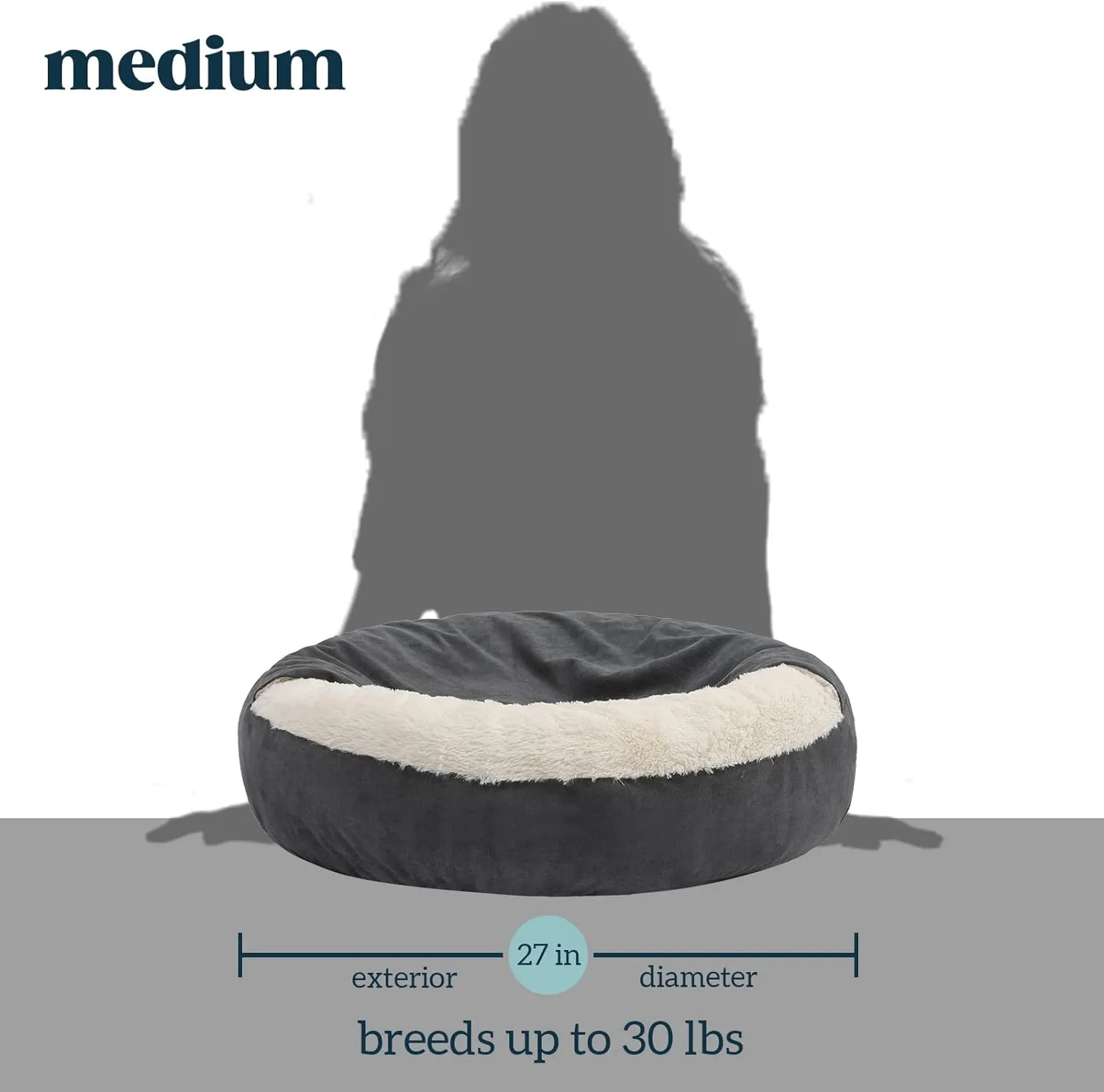 Small Dog Bed for Small Dogs Up to 30lbs - Washable Burrow Puppy Beds with Blanket Attached - Covered Dog Cave Bed with Anti-Slip Bottom - Charcoal Gray, 27"