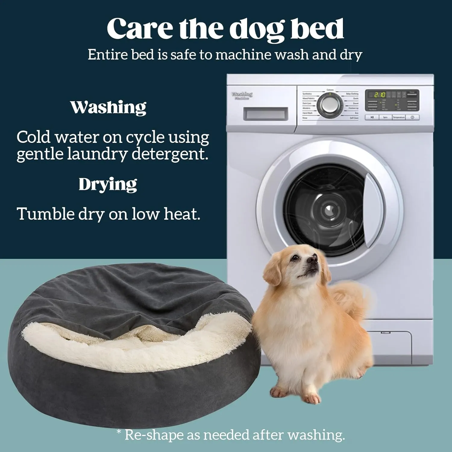 Small Dog Bed for Small Dogs Up to 30lbs - Washable Burrow Puppy Beds with Blanket Attached - Covered Dog Cave Bed with Anti-Slip Bottom - Charcoal Gray, 27"