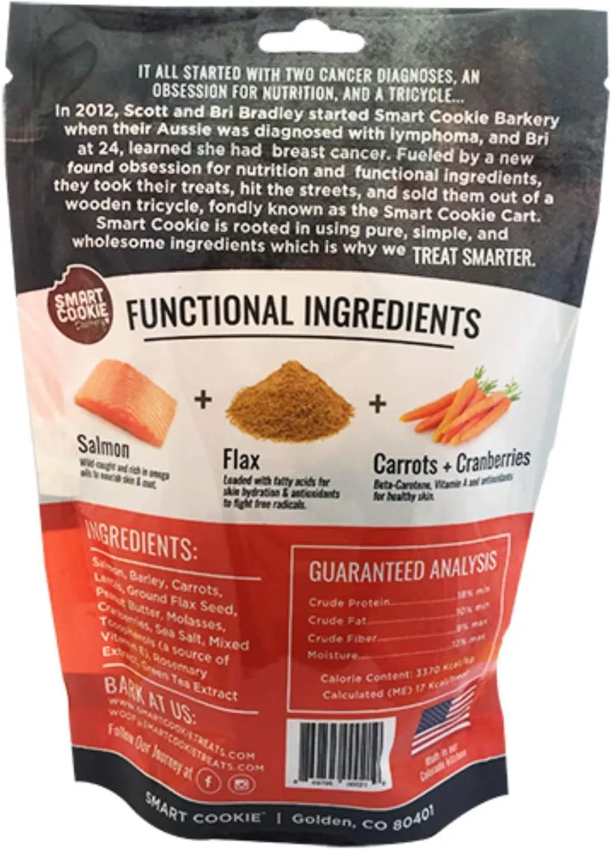 Smart Cookie All Natural Dog Treats - Healthy Skin & Coat Salmon Dog Treats - Ideal for Sensitive Stomachs or Itchy, Allergic, Dry Skin - Dehydrated, Crunchy, Human-Grade, Made in USA - 8oz, Pack of 1