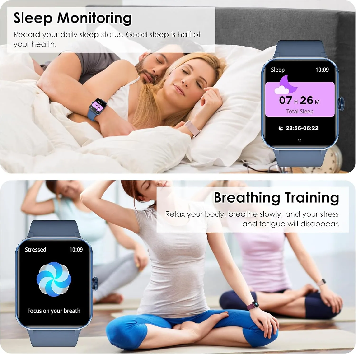 Smart Watch(Answer/Make Call), 1.85" Smartwatch for Men Women, 100  Sport Modes, Pedometer, IP68 Waterproof Fitness Tracker, Heart Rate/Sleep Monitor, Smart Watches for Android & iOS (2 Straps)