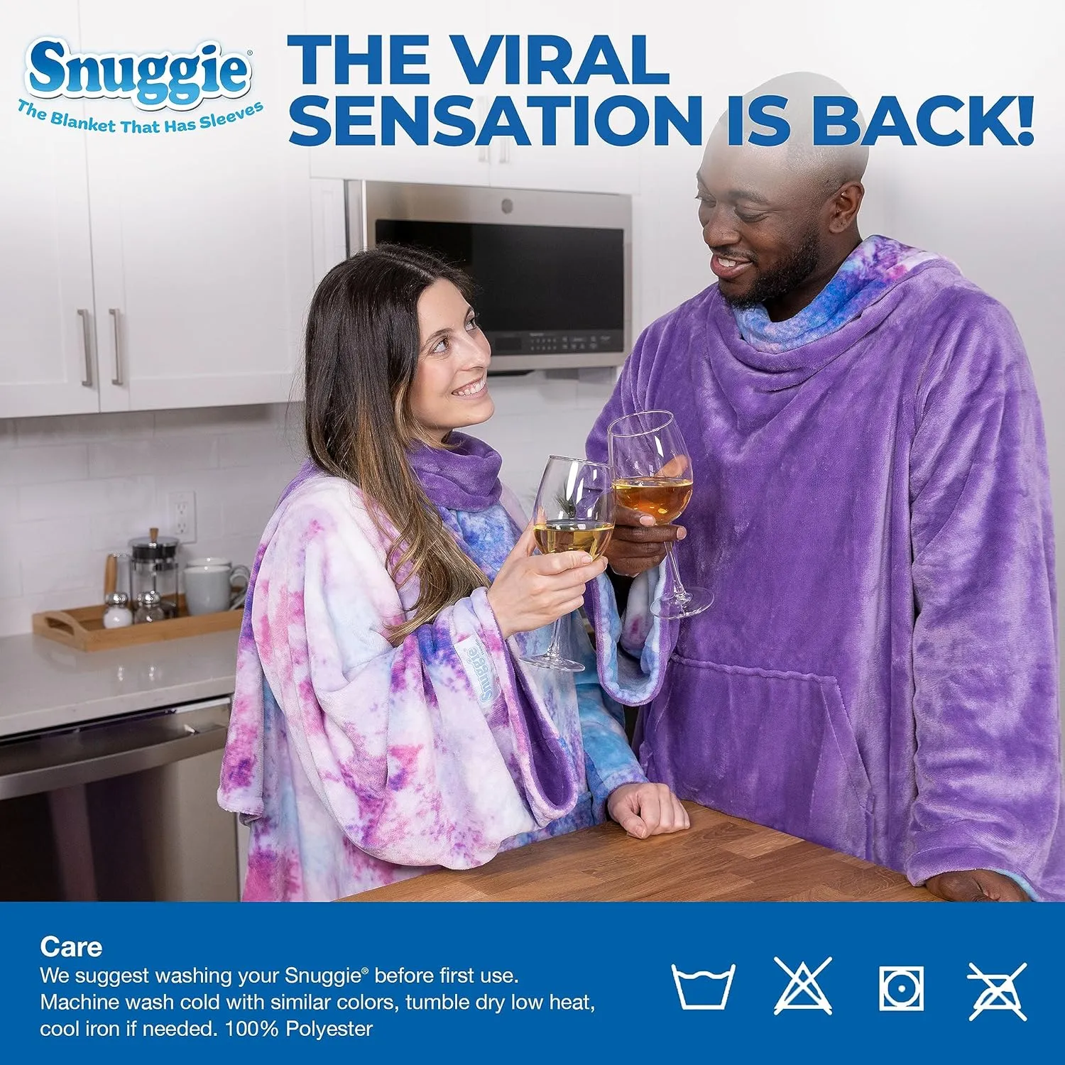 Snuggie Reversible The Original Wearable Blanket With Sleeves & Pocket for Adults| Functional Warm Cozy Super Soft Velveteen Grey/Plaid