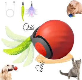 Speedy 2.0 Tail Cat Toys for Bored Indoor,2025 New Generation Interactive Cat Toys for Indoor Cats,Automatic Moving Ball with Tail,Orange