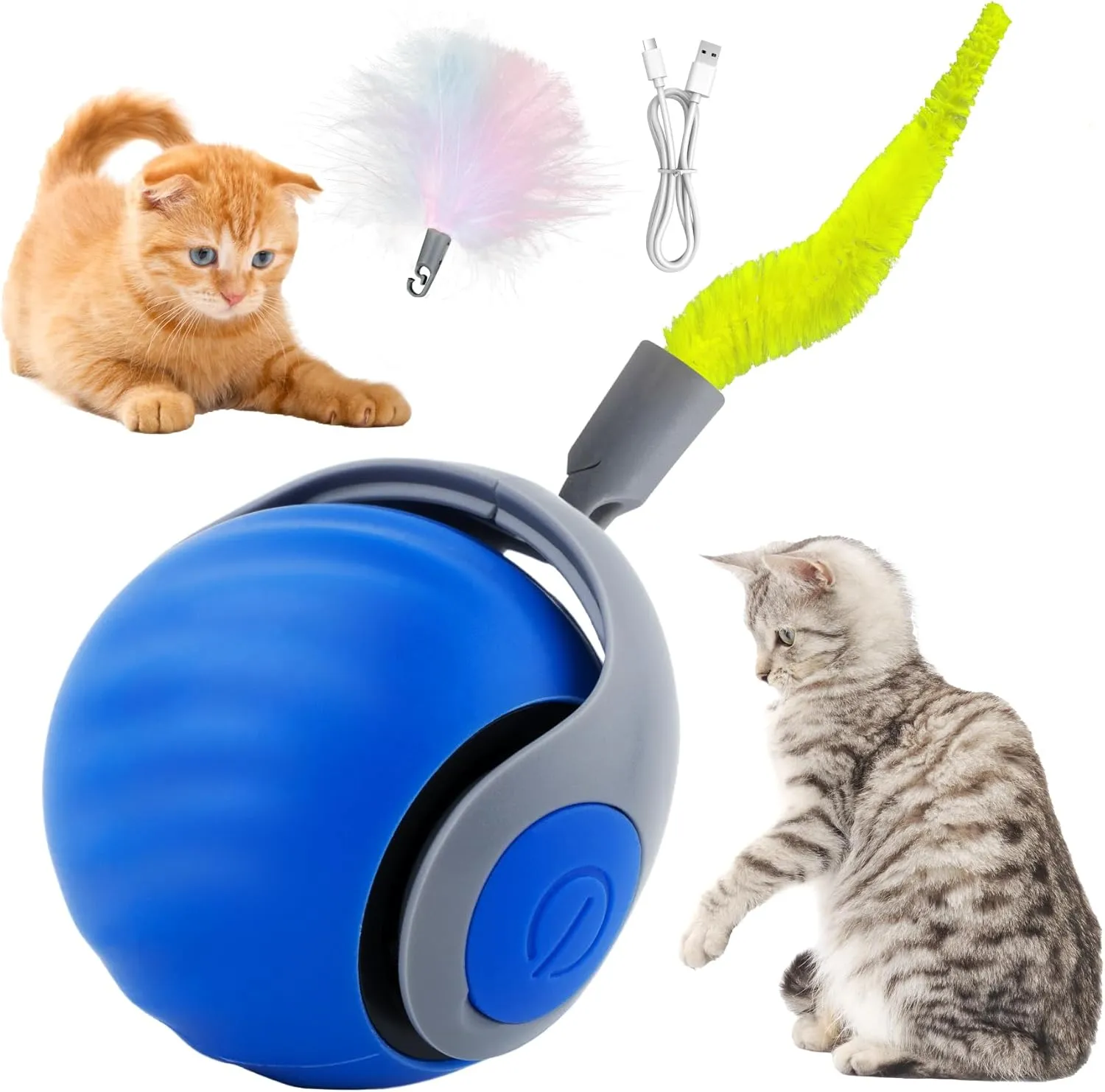 Speedy Tail 2.0 Cat Toy Interactive Ball 2025 New Generation for Indoor Automatic Self Moving Electric Smart Rolling Cat Interactive Toys (Blue)