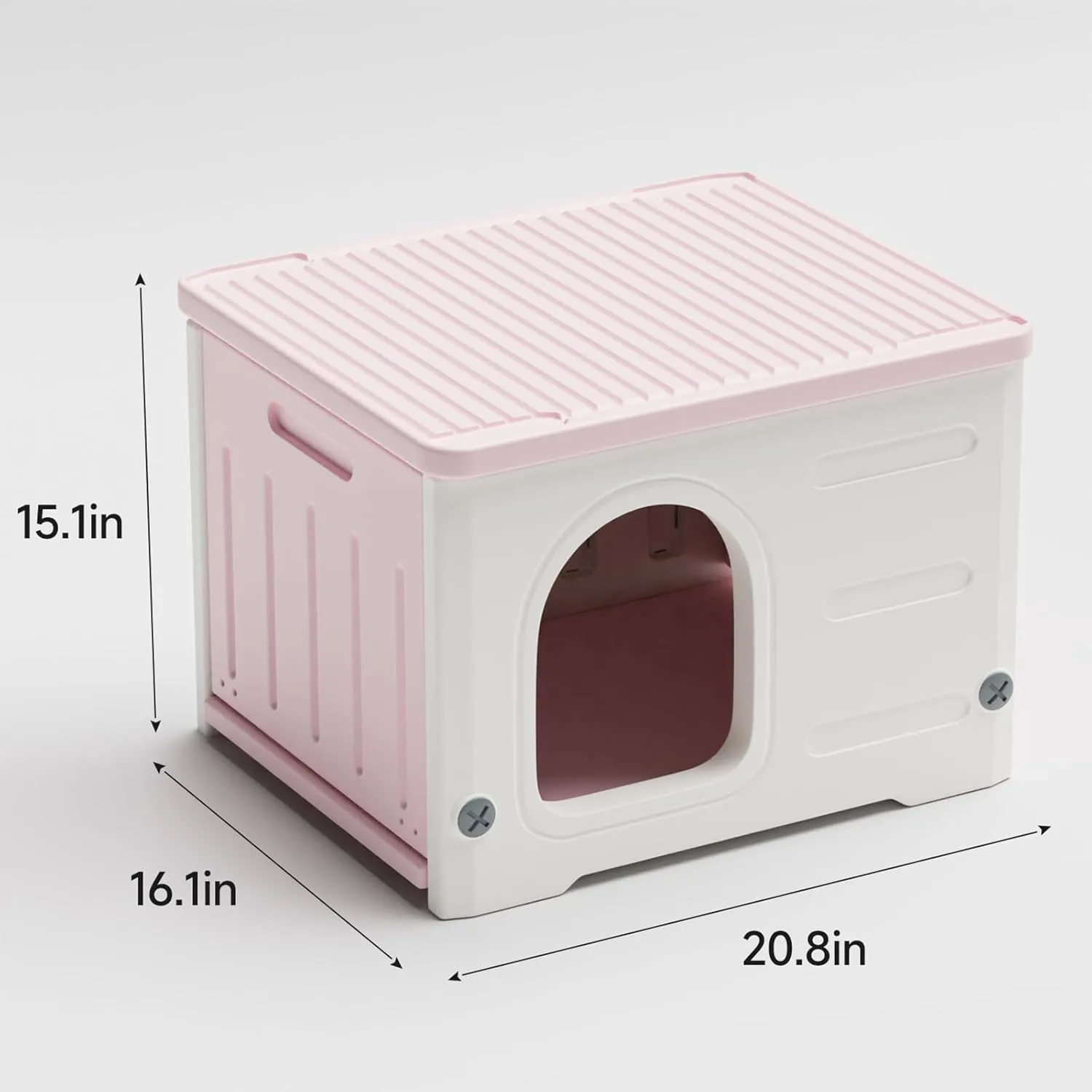 Stackable Cat House - Indoor & Outdoor, Waterproof, Feral Cat Shelter with Scratching Board & Cushion (Pink)
