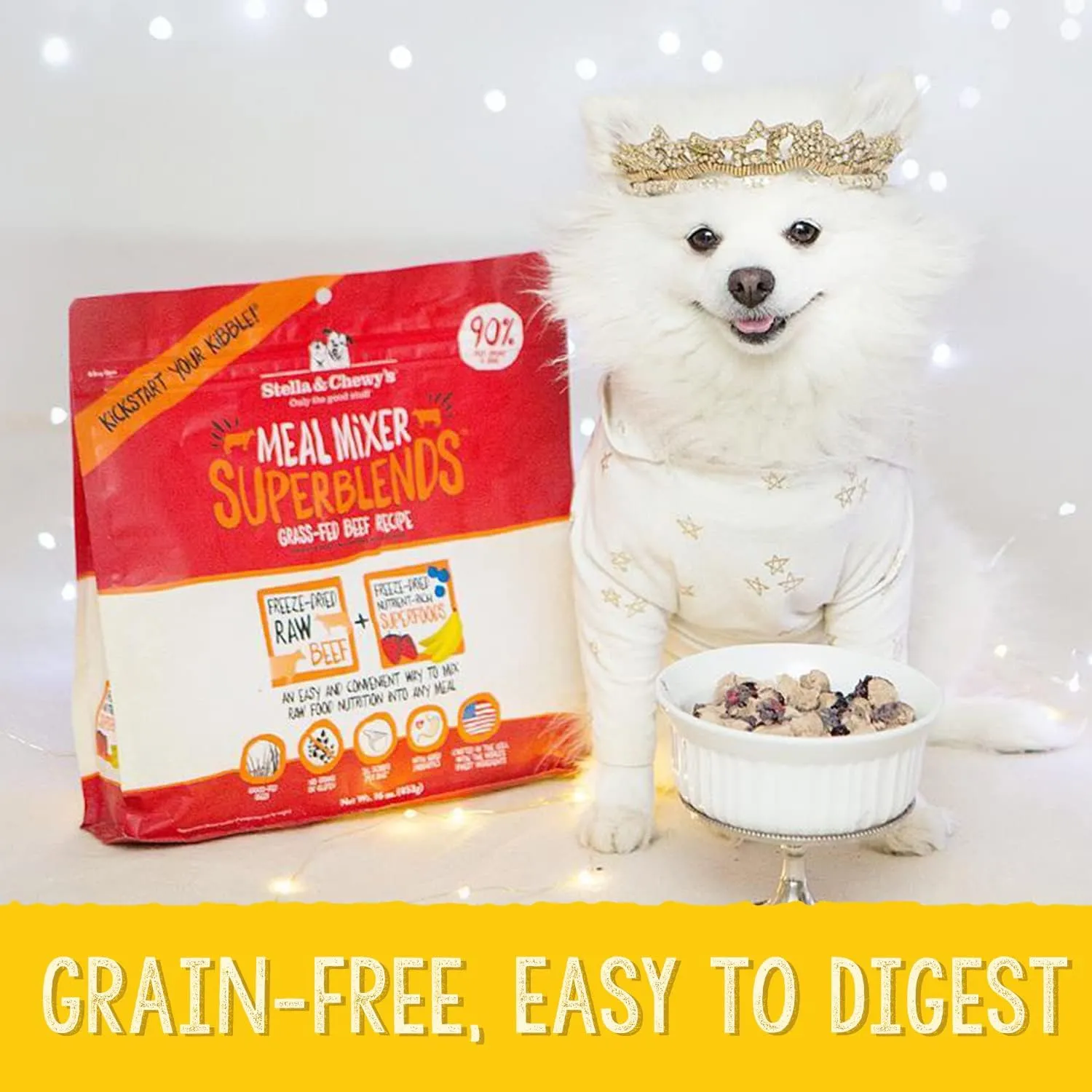 Stella & Chewy's Freeze Dried Raw Cage-Free Chicken Meal Mixers  SuperBlends Dog Food Topper  Grain Free, Protein Rich Recipe  3.25 oz Bag