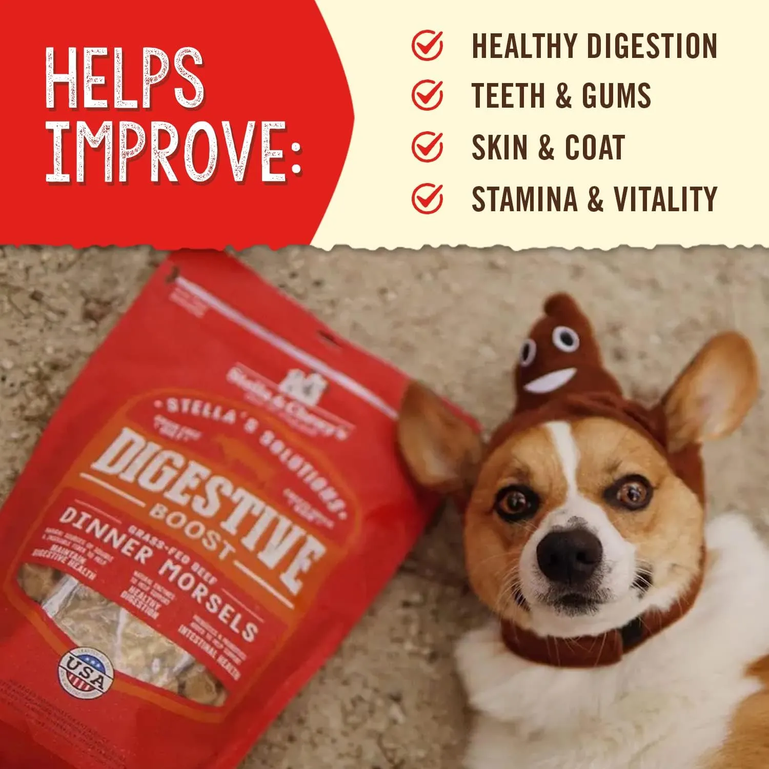 Stella & Chewy's Freeze-Dried Raw Dog Food for Digestive Health - Grass-Fed Beef Dinner Morsels - Natural Solution for Sensitive Stomach, Gas & Firm Stools - Premium Raw Nutrition - 13oz