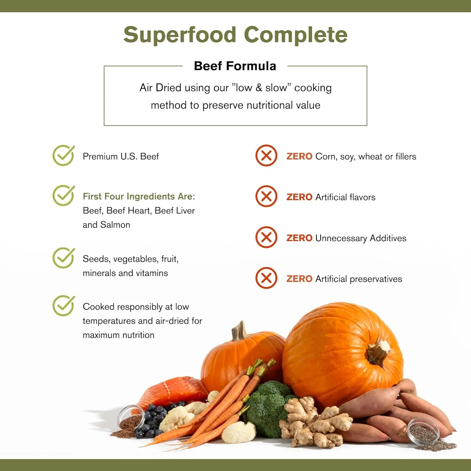 Superfood Complete, Adult Dog Food, Air-Dried, High Protein, Zero Fillers, Superfood Nutrition by Katherine Heigl (24 oz., Beef Formula)