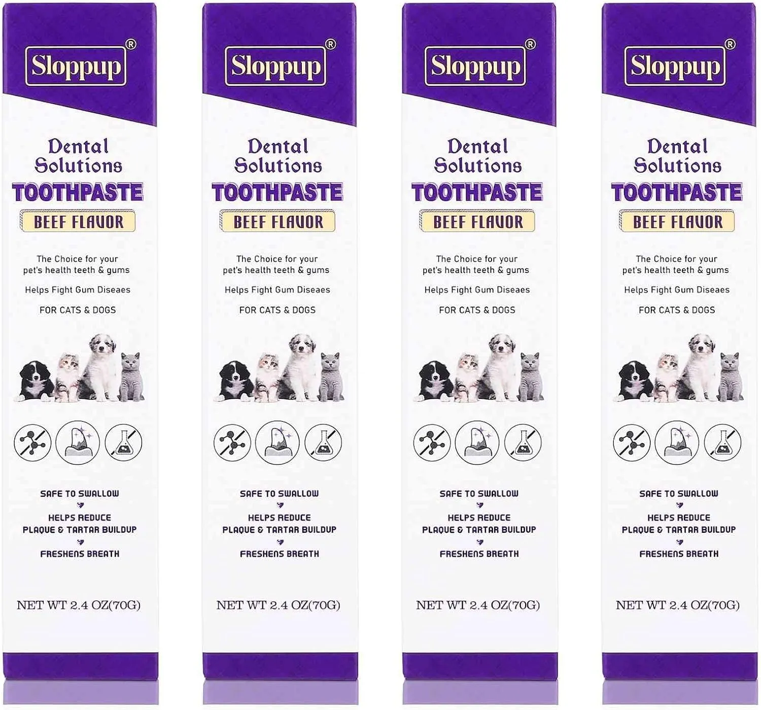 Toothpaste | Teeth Cleaning and Fresh Breath Dental Care for Chartreux Cat Kittens and Adult Cats | Soothes Inflamed Gums | Safe for Puppies | Vet Formulated 4 Pack (9.6 OZ)
