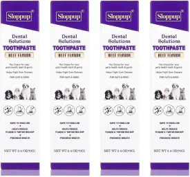 Toothpaste | Teeth Cleaning and Fresh Breath Dental Care for LaPerm Cat Kittens and Adult Cats | Soothes Inflamed Gums | Safe for Puppies | Vet Formulated 4 Pack (9.6 OZ)