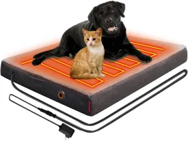 Upgraded Heated Dog Bed with Enlarged Heating Area, Orthopedic Dog Bed with Memory Foam, Heated Pet Bed & Removable Waterproof Cover for Medium, Large, Jumbo Dogs/M