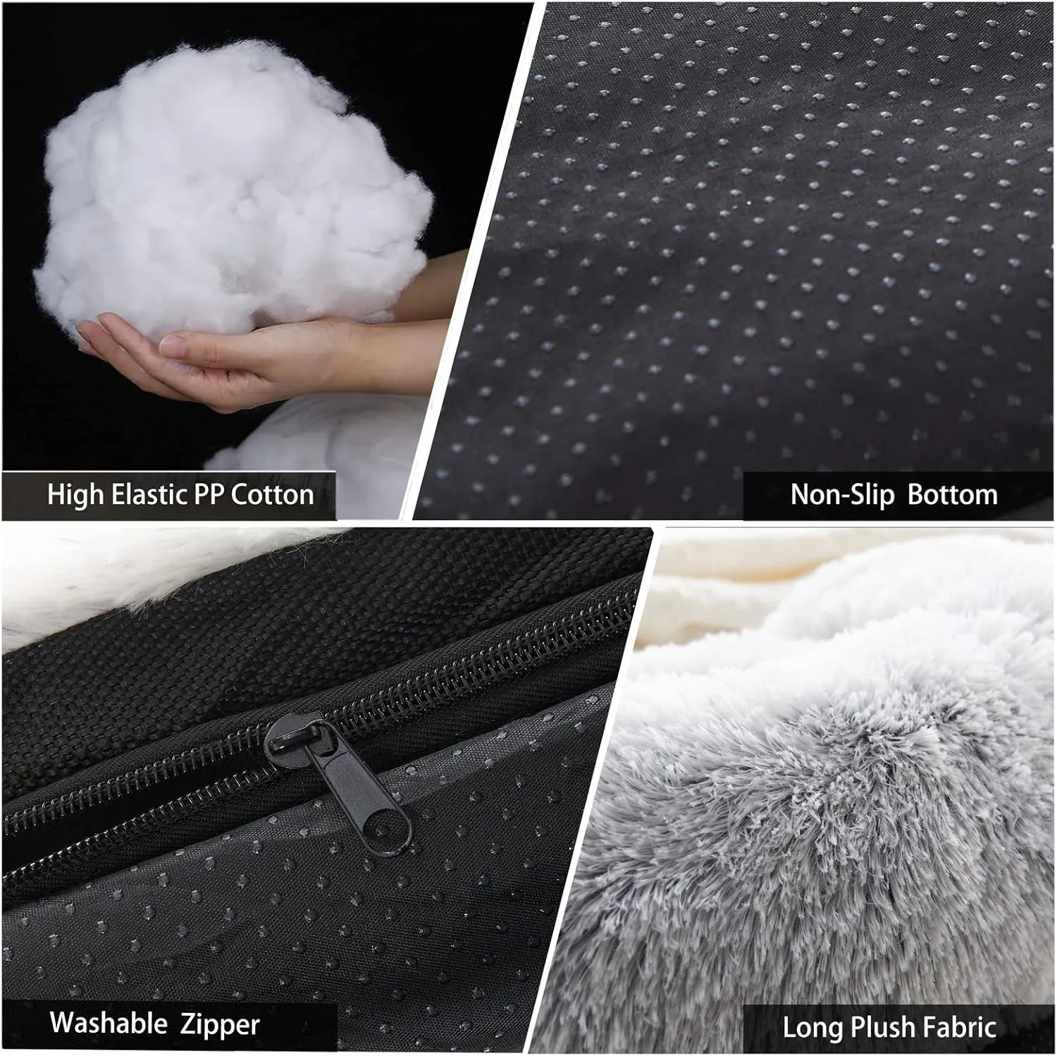 Waterproof Dog Beds for Couch with Soft Neck Bolster, Universal Pet Furniture Cover, Sofa Bed Cover, Plush Dog Bed and More for Dogs and Cats, Machine Washable Silver Gray X-Large