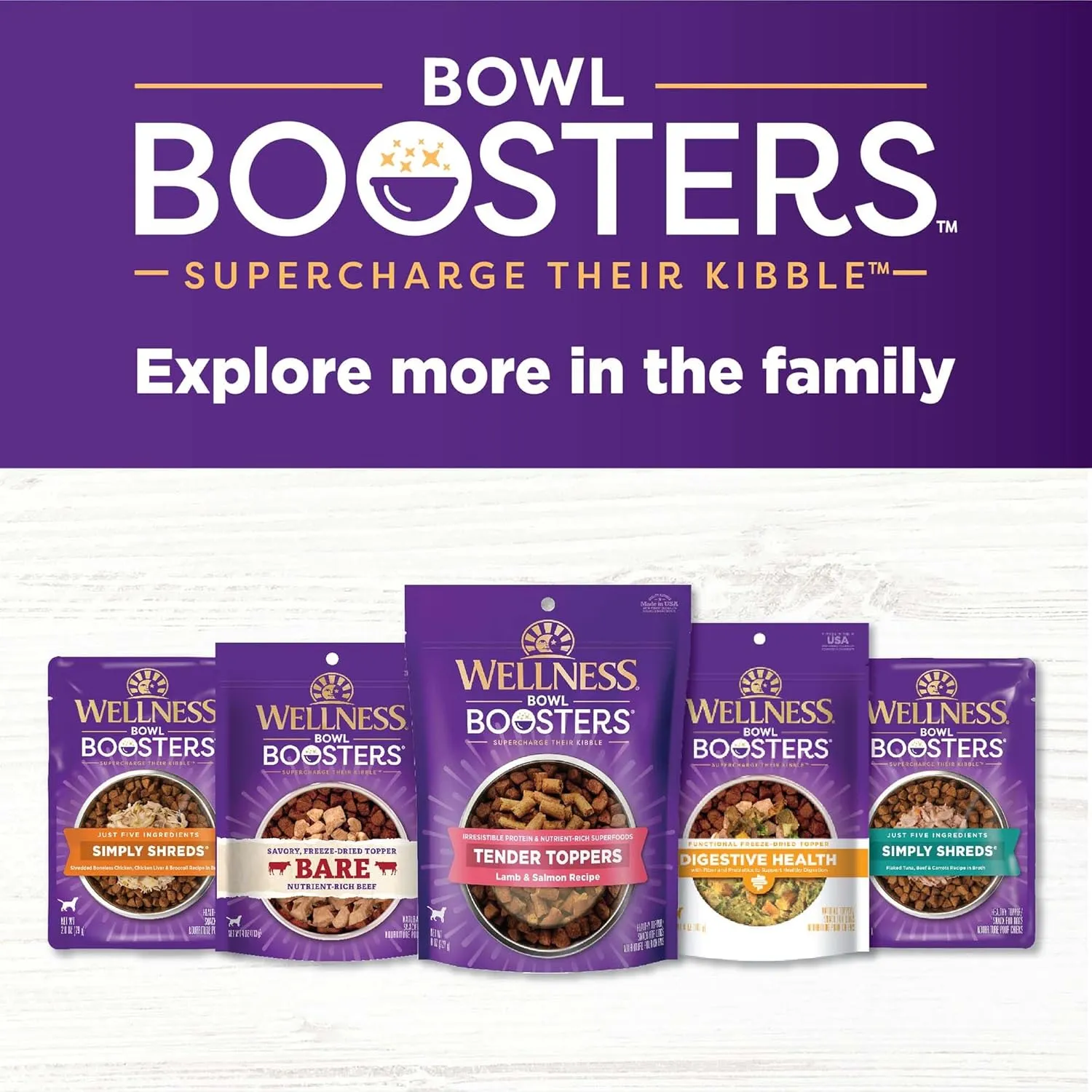Wellness CORE Bare Bowl Boosters for Dogs, Grain-Free Freeze-Dried Food Mixer Or Topper, Made with Natural Ingredients (Beef, 4-Ounce Bag)