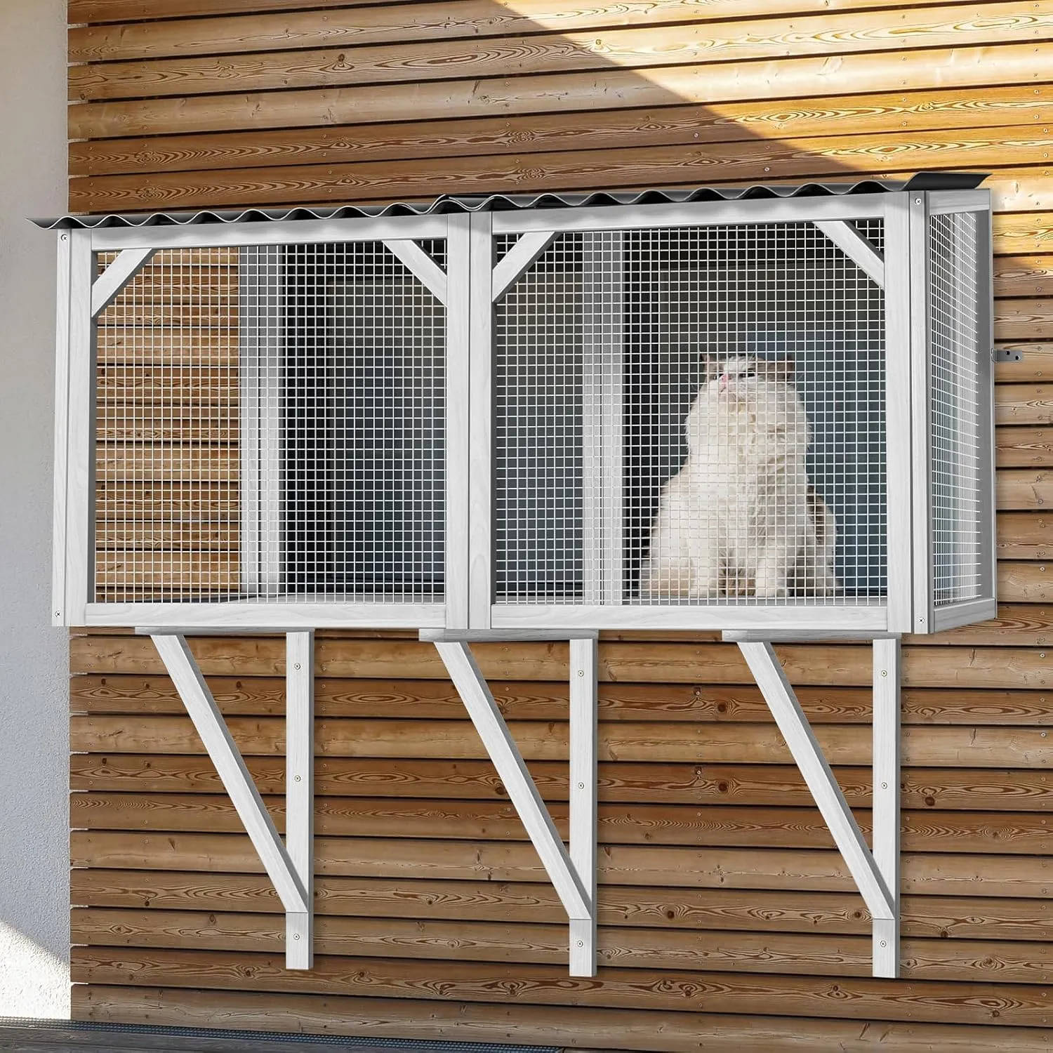 Window Catio, Cat Window Box for Indoor Cats, Sturdy Wooden Perch House - Kitty Safely Enjoy Outdoor Sight, Catio Window Enclosure for Napping, Playing & Sunbathing, All Weather Use, Gray