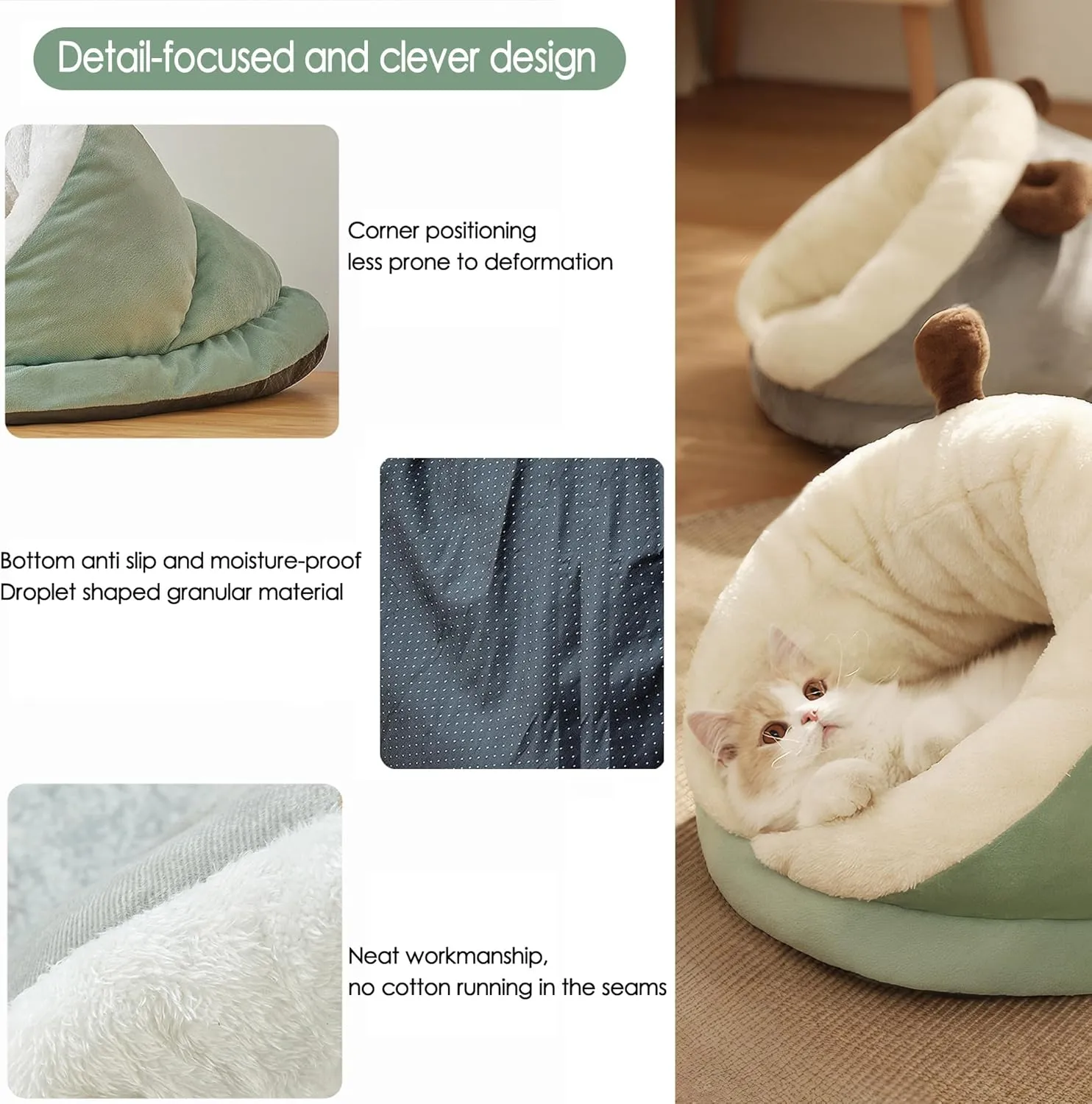 Winter Warm Indoor Cozy Plush Dog Cat Sleeping Bag, Soft Calming Pet House Cave Nest Donut Tunnel Bed (Green, Small)