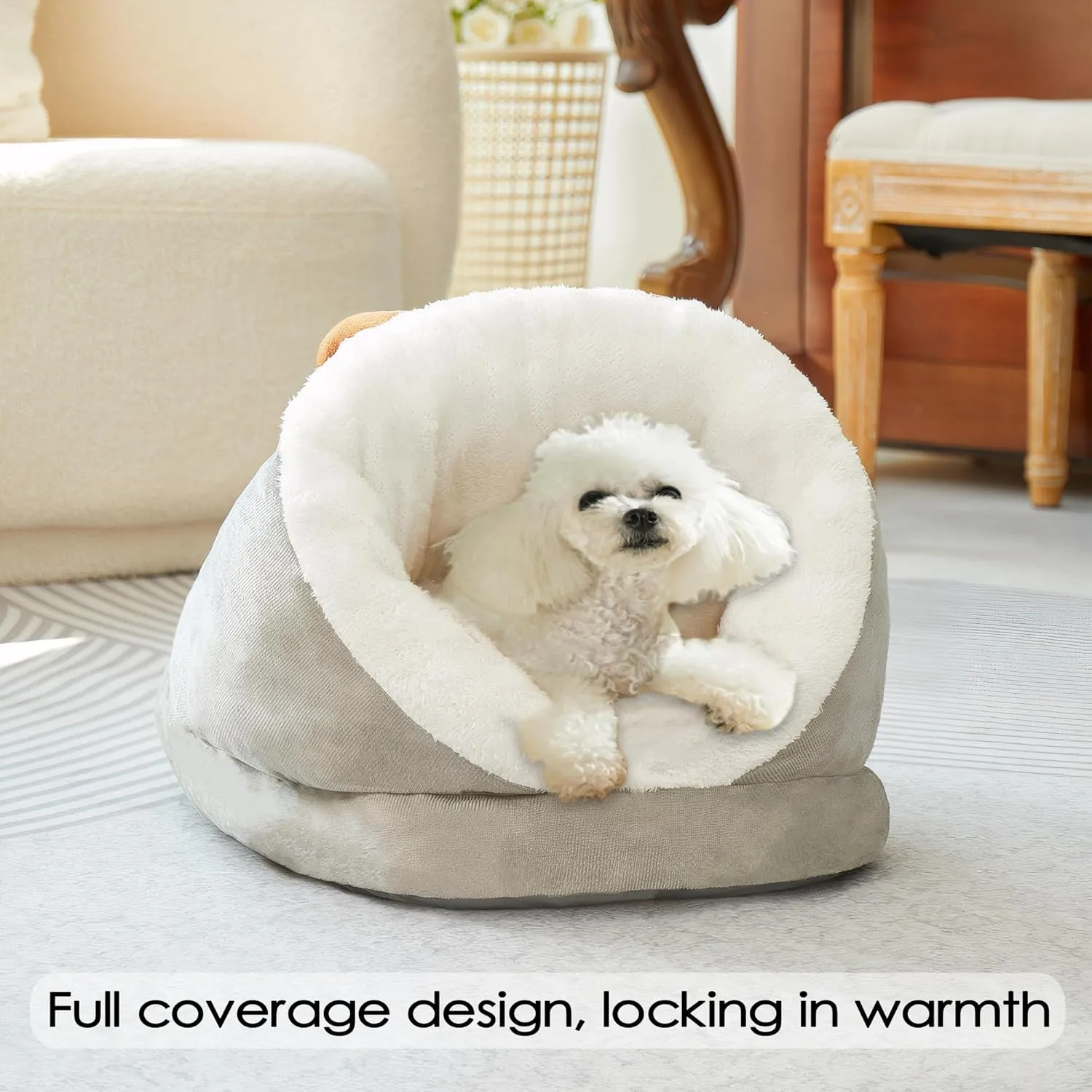 Winter Warm Indoor Cozy Plush Dog Cat Sleeping Bag, Soft Calming Pet House Cave Nest Donut Tunnel Bed (Green, Small)