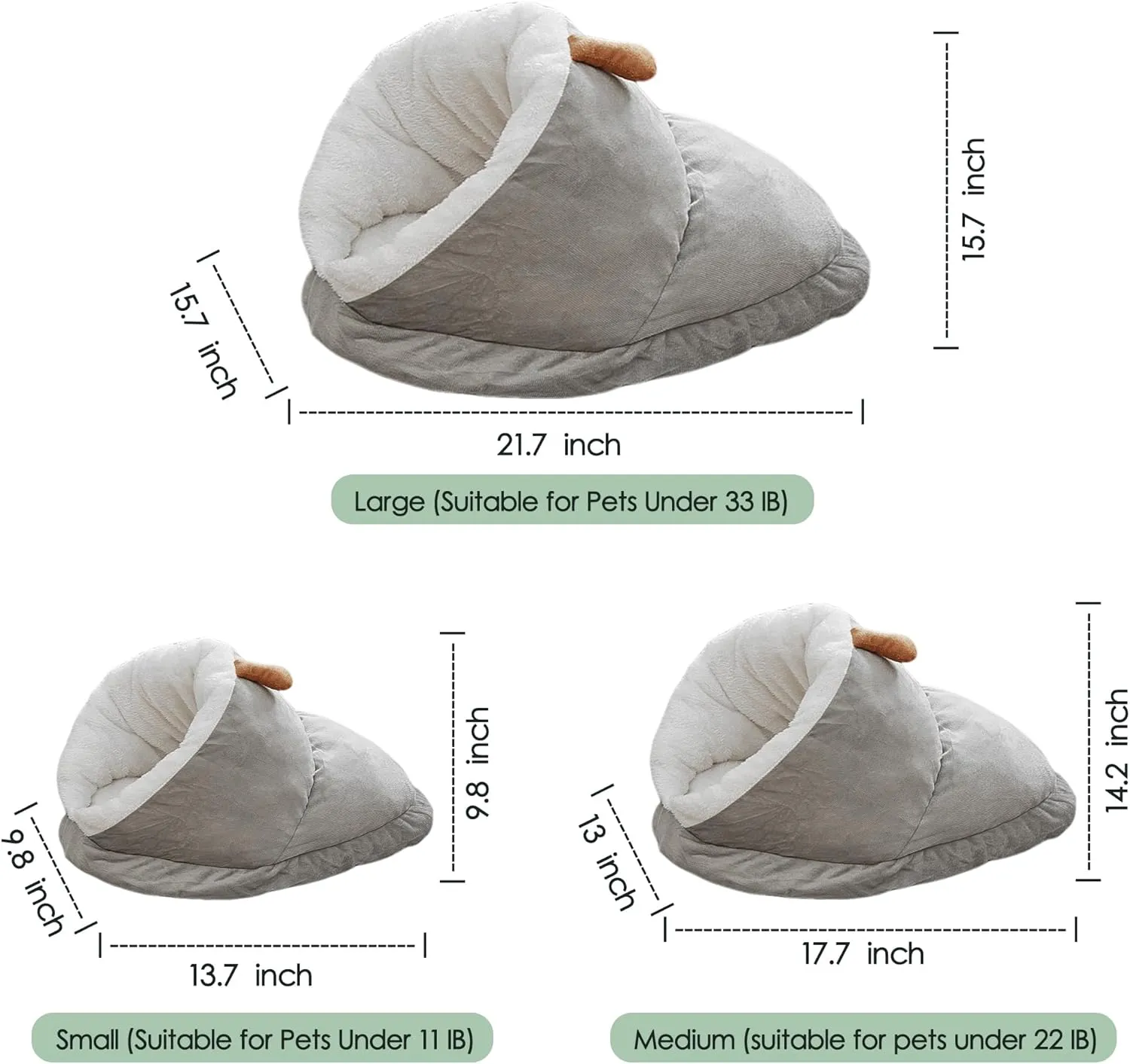 Winter Warm Indoor Cozy Plush Dog Cat Sleeping Bag, Soft Calming Pet House Cave Nest Donut Tunnel Bed (Green, Small)