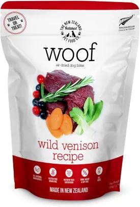 Woof - Air Dried Dog Food, Dog Food Toppers for Dry Food, High Protein, Natural Dog Food, Limited Ingredient Recipe Dry Dog Food, Wild Venison, 3.5 oz