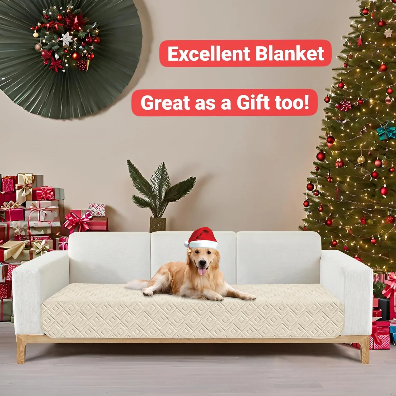 ZNSAYOTX 2025 Waterproof Dog Blankets (30"x70") Comfy Sofa Mat for Pets, New Upgrade Bed Couch Pads Super Soft Anti Slip, Indoor Incontinence Sofa Furniture Protector Durable Washable Blanket (Beige)